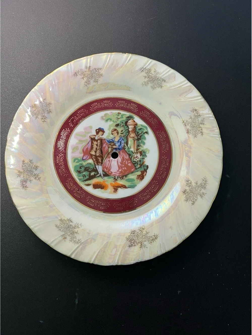Yau Shing YS Hong Kong 1940s 3-Tier Cake Stand Iridescent Lustre Fragonard, 14”